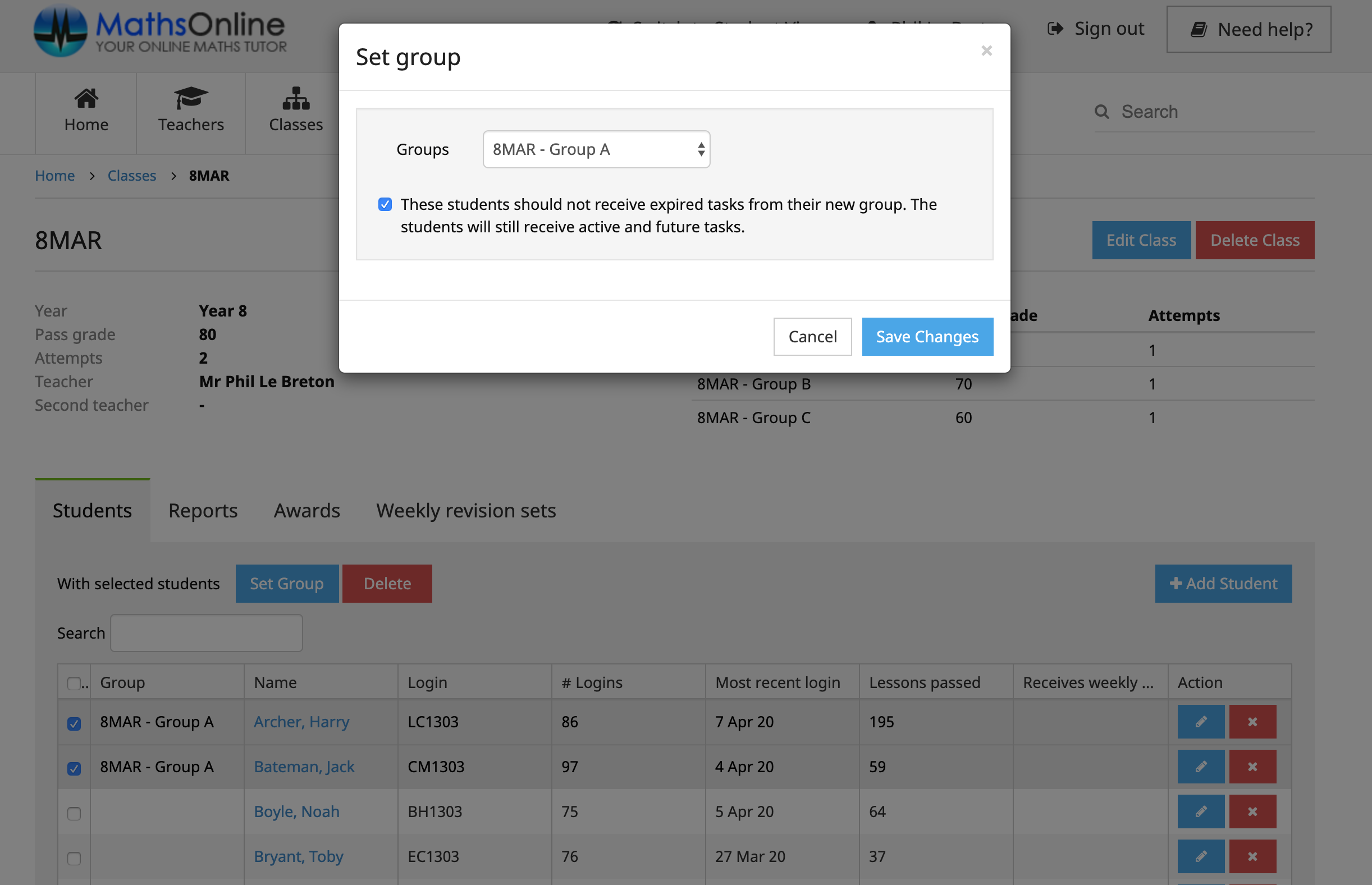 Drag and drop into groups